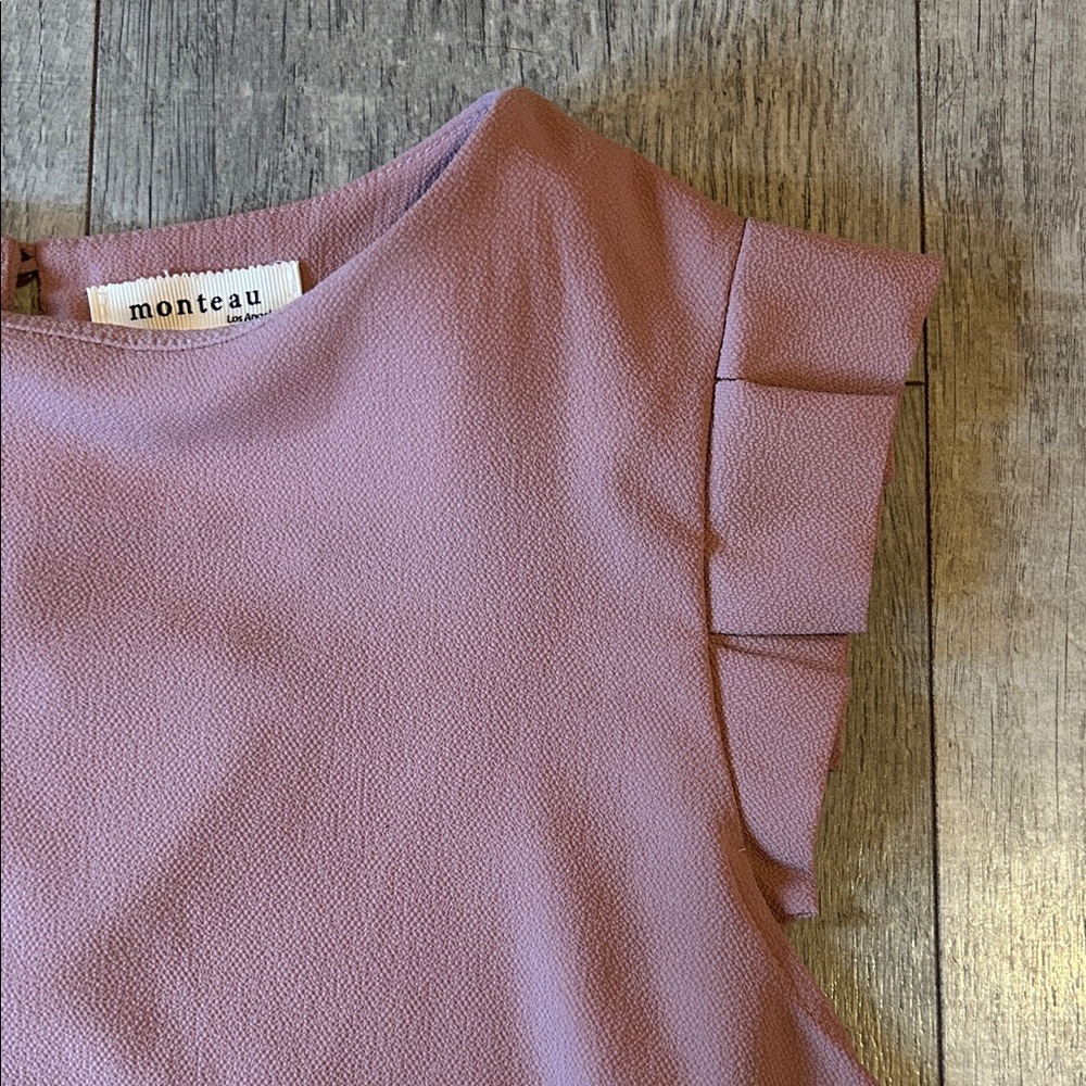 Monteau Ruffled Sleeve Blush Blouse - Picture 3 of 5